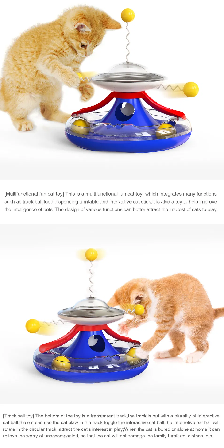 Interactive Cat Toys Self-Playing Cat Toys Feather Teaser Wand Multi-Sensory Cat Toys