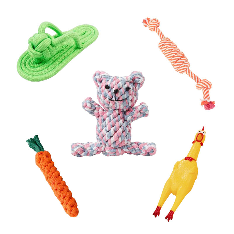 Manufacturer Wholesale Durable Chewable Dental Cleaning Dog Toys Handmade Woven Cotton Rope Knot for Puppies