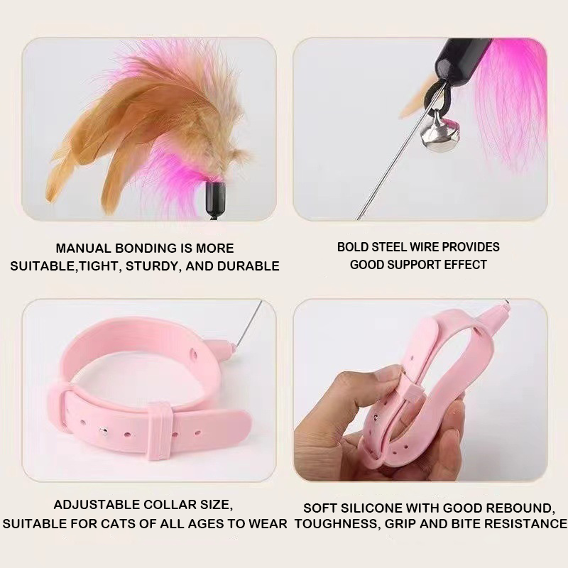 Interactive Kitten Training Feather Teaser Stick Funny Rubber Cat Toys With Bell For Pets Collar Toys Supplies Cats