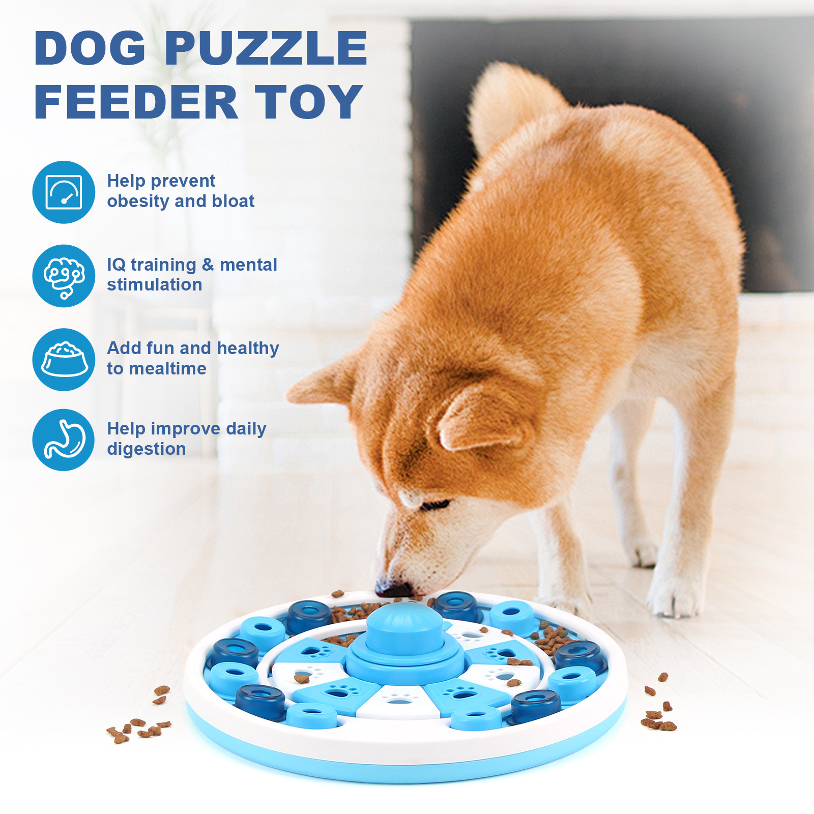 Solid Pattern Eco-Friendly Plastic Dog Puzzle Feeder Toy Pet Slow Feeder Bowl For Dispensing Food For Dogs And Cats