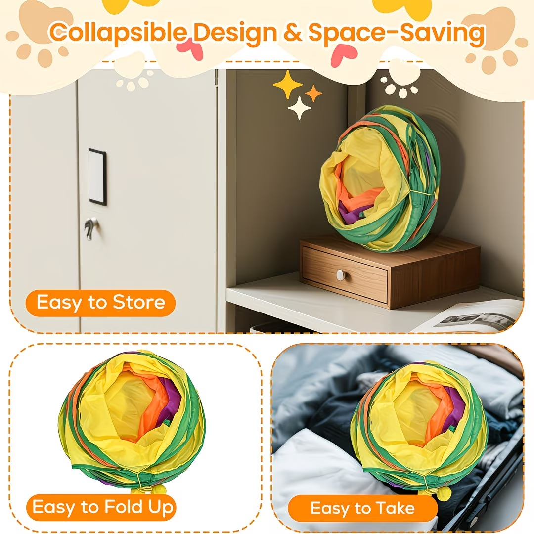 Wholesale Cat Play Tunnel Toy Rolling Ball Polyester Foldable Multi Shape Activity Tube Interactive Pet Toy