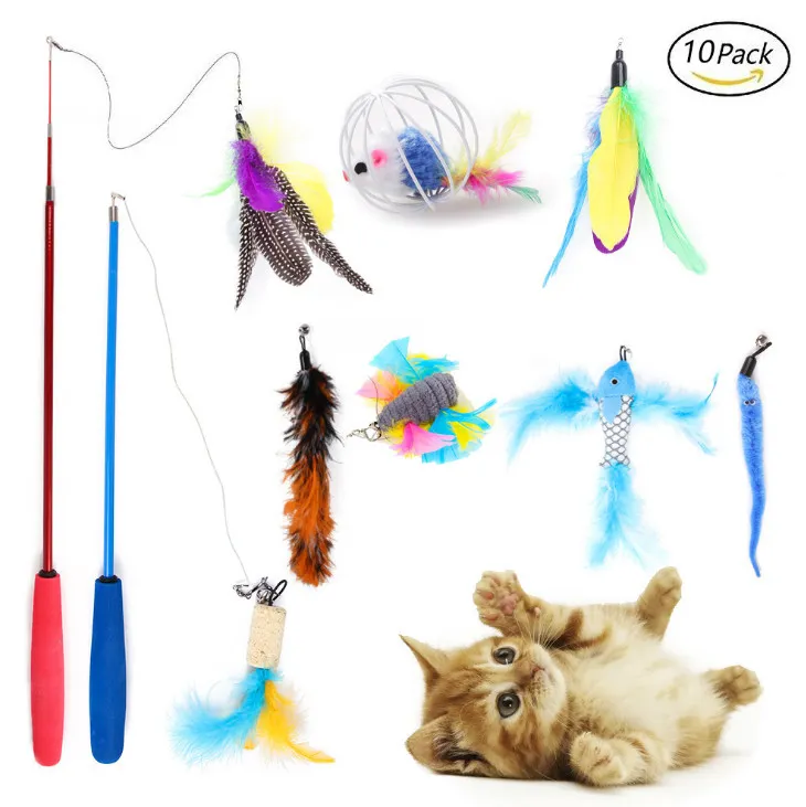 Retractable Cat Toy Wand Teaser Set 2