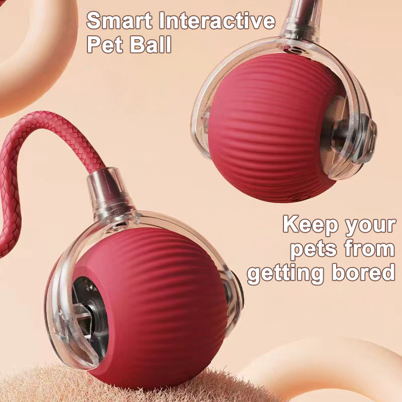 Smart Pet Toy 360&deg; Automatic Interactive Dog Smart Ball Toy With Rope Interactive Cat Toys USB Charger Rolling Ball for Cats