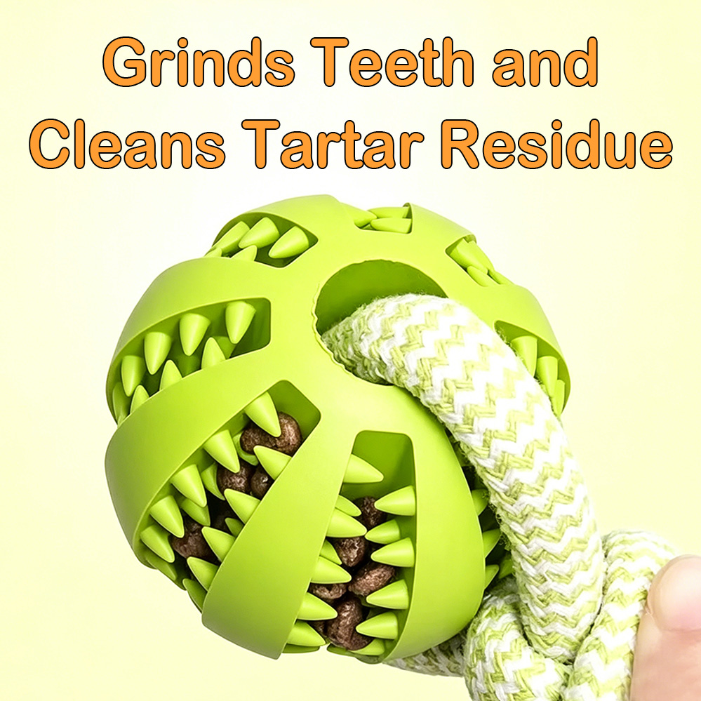 New Arrival 2 Size TPR Dog Rope Knot Ball Feeder Leak Proof Food Dispenser Interactive Pet Chew Toy for Playing Teething