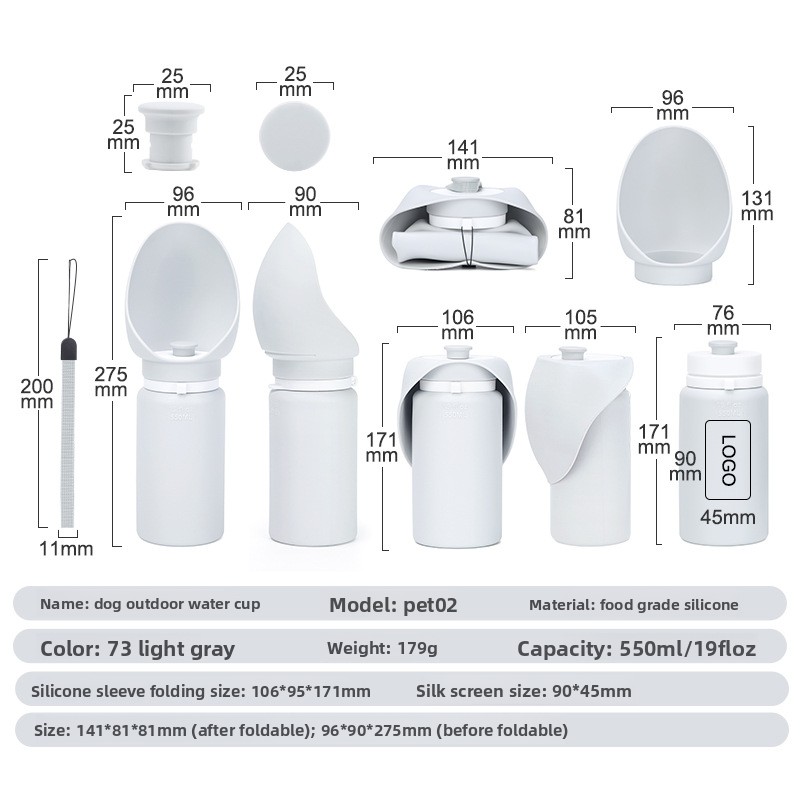 Portable Silicone Pet Water Dispenser Solid Design Dog Walking Cup Outdoor Water Bottle Supplies For Drinking Water Food For