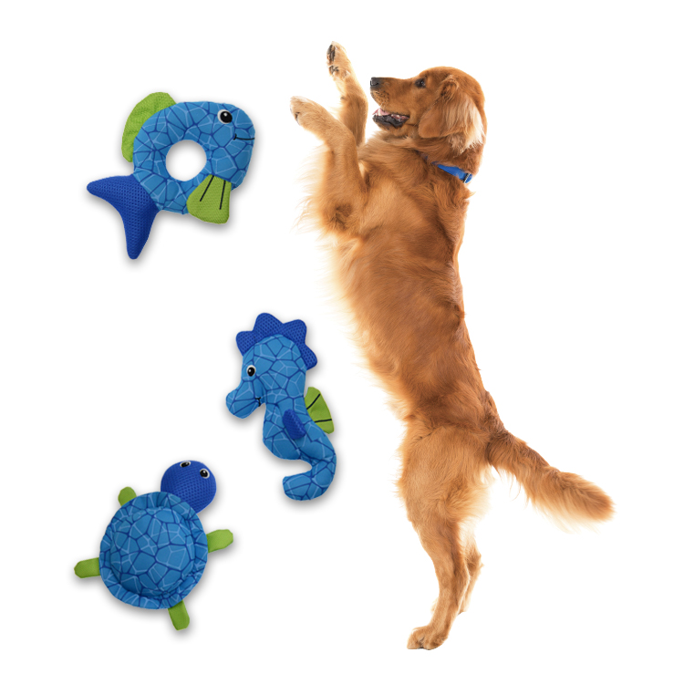 Famipet Manufacturer Custom New Cute Ocean Animals Design Soft Stuffed Pet Squeak Toy Plush Dog Squeaky Toy