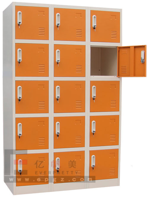 School Furniture Library Classroom Office Metal Iron Cold-Rolling Steel Colorful 15 Unit Cabinet Lockers