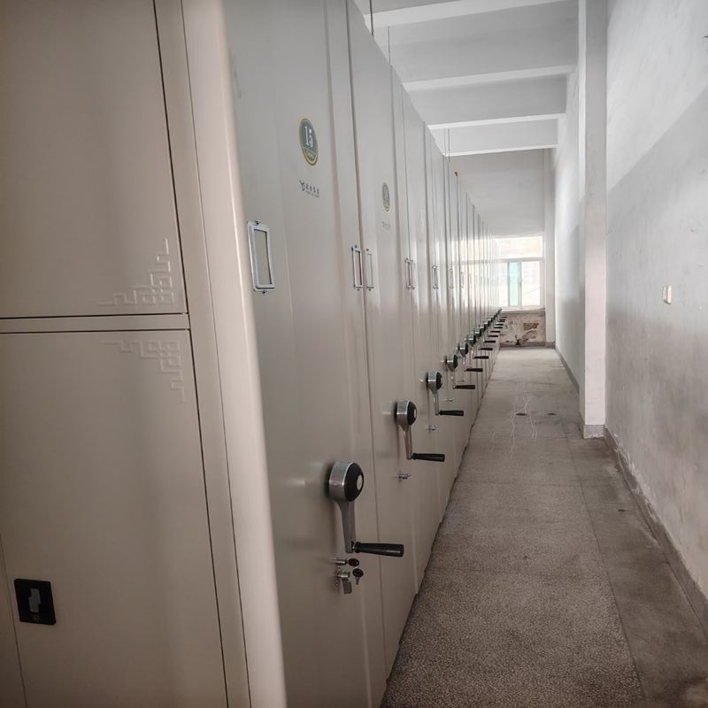 Library Compact Shelving System Hand Steering Operation Mobile Cabinet