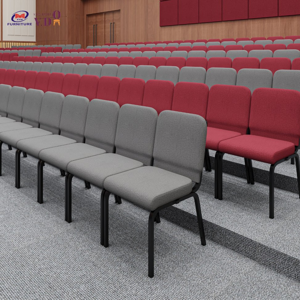 Chinese Furniture Basic Customization Stacking Interlocking Metal Theather Pulpit Auditorium Church Chair