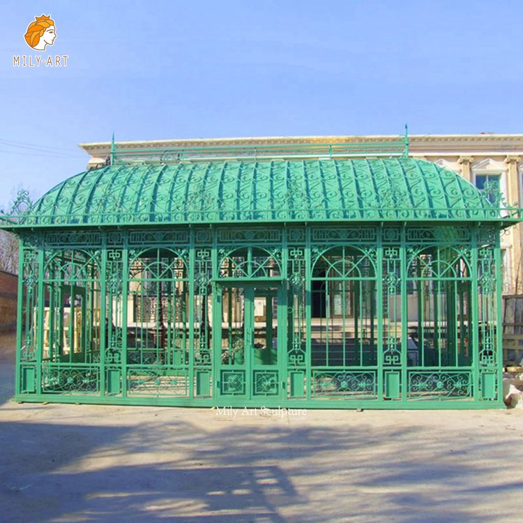 Garden Hotel Park Ornamental Outdoor Large Wrought Iron Gazebo Greenhouse for Sale