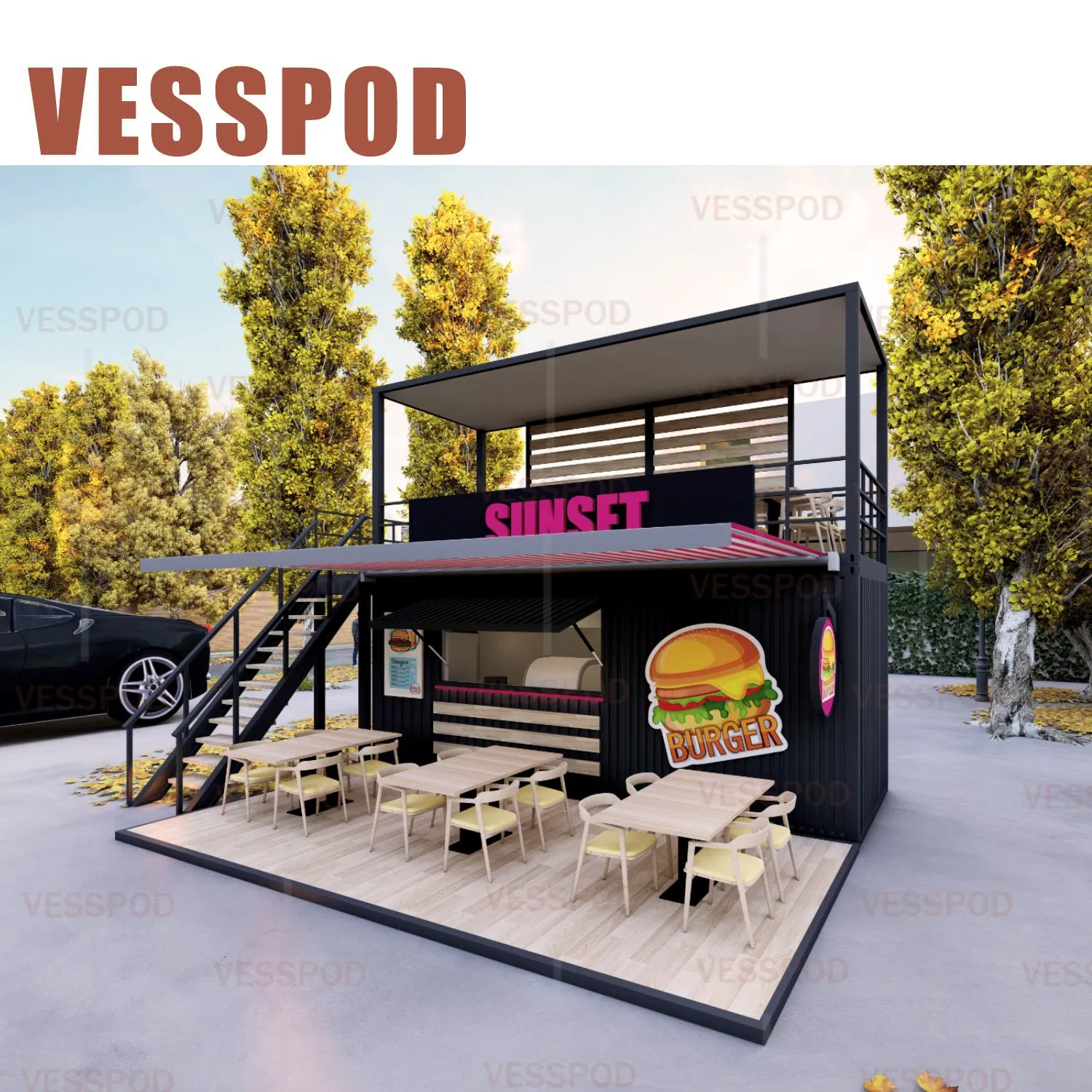 Custom Pop up 20 FT/40FT Luxury Portable Modular Cafe Container Bar Prefab Shipping Container Cafe and Restaurant Container Coffee Shop Cafe Bar Restaurant