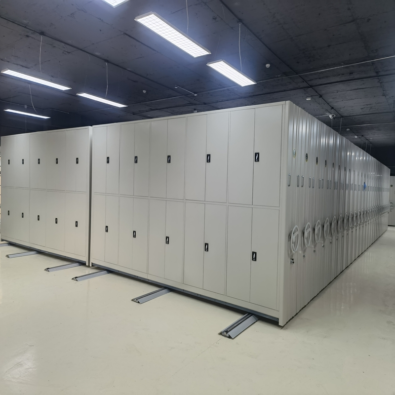 Library Compact Shelving System Hand Steering Operation Mobile Cabinet