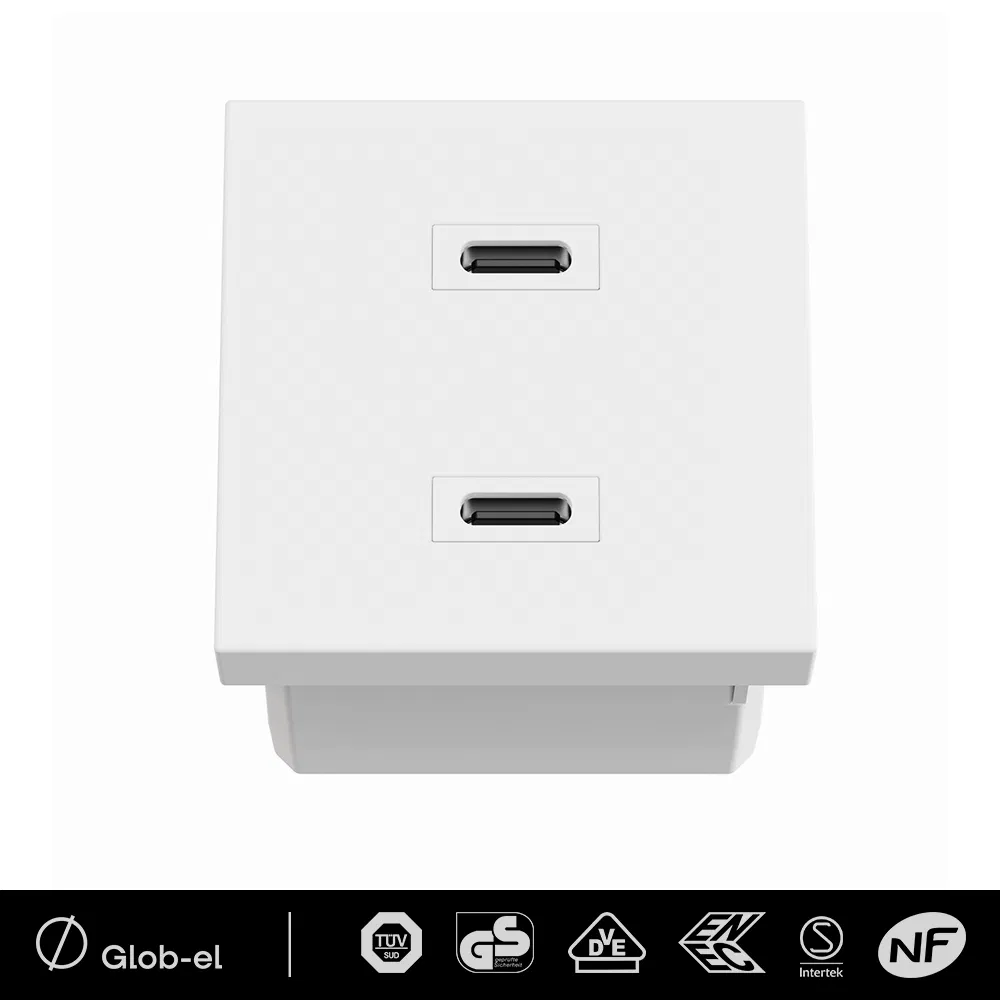 Library Desk Integrated Power Module USB C+C 45mm Silent Operation