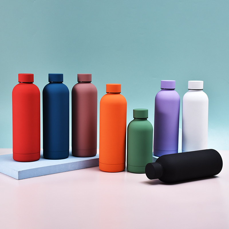 BPA-Free Vacuum Flask Double Wall Insulated Coffee Cup Stainless Steel Rubber Matte Soft Paint Thermo Outdoor Water Bottle 500ml 750ml 1000ml