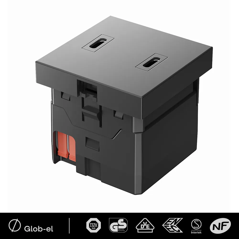 Library Desk Integrated Power Module USB C+C 45mm Silent Operation
