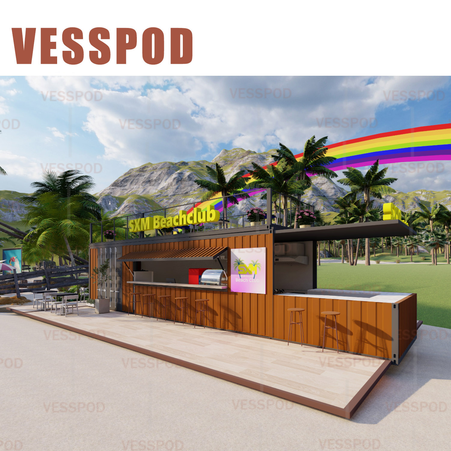 Custom Pop up 20 FT/40FT Luxury Portable Modular Cafe Container Bar Prefab Shipping Container Cafe and Restaurant Container Coffee Shop Cafe Bar Restaurant