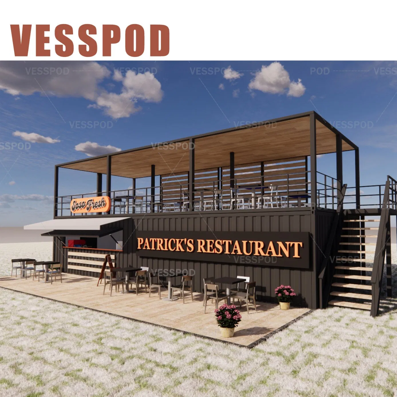 Custom Pop up 20 FT/40FT Luxury Portable Modular Cafe Container Bar Prefab Shipping Container Cafe and Restaurant Container Coffee Shop Cafe Bar Restaurant