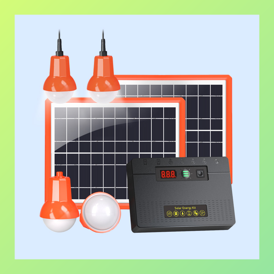 Sc-906 Chinese Complete Solar Lighting Energy System with 5.2ah Rechargeable Battery and 3 LED Lamps 5W*2 Solar Panels for Outdoor and Indoor Use