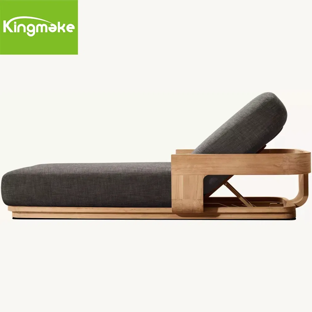 Modern Luxury Outdoor Sun Bed Solid Wood Beach Furniture Pool Lounger