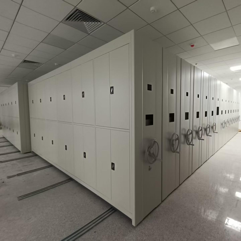 Library Compact Shelving System Hand Steering Operation Mobile Cabinet