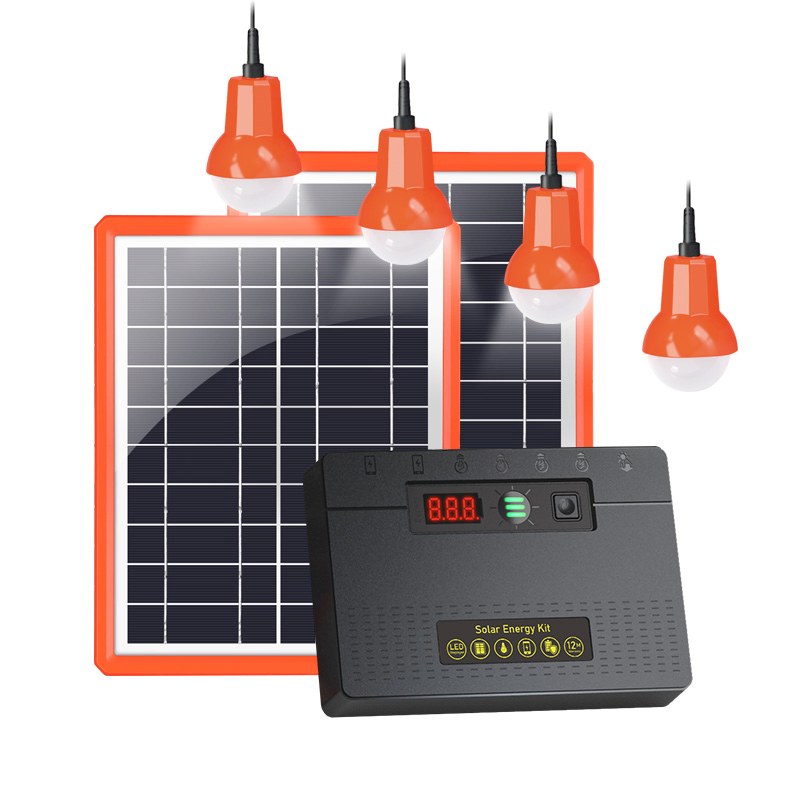Sc-906 Chinese Complete Solar Lighting Energy System with 5.2ah Rechargeable Battery and 3 LED Lamps 5W*2 Solar Panels for Outdoor and Indoor Use