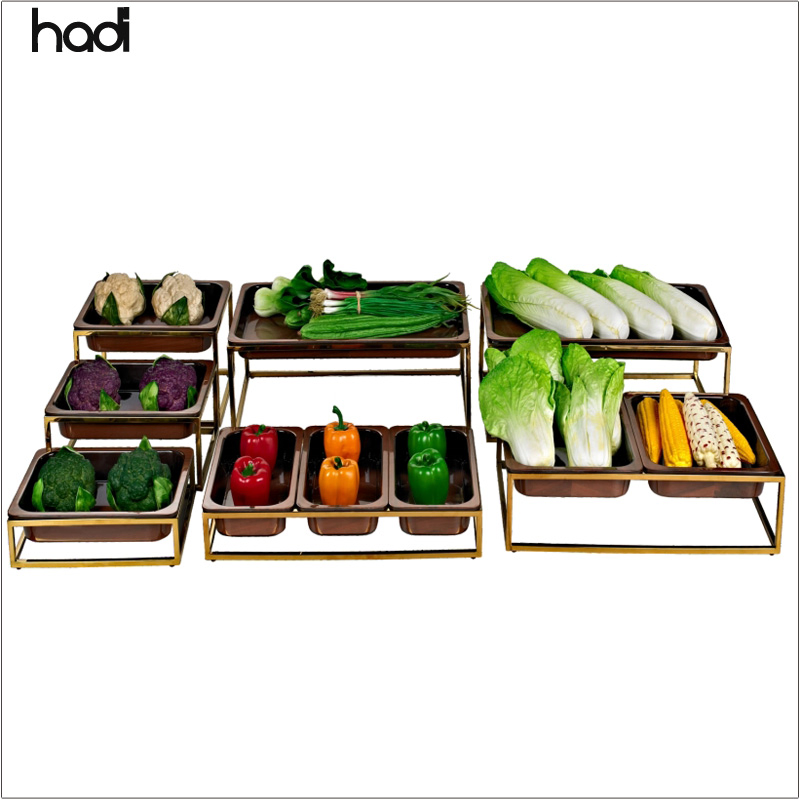 Stainless Steel Tabletop Etagere for Party Serving Fruit Food Display Melamine Bowls &amp; Plate Restaurant Hotel Supplies