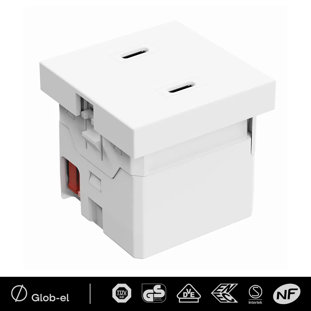 Library Desk Integrated Power Module USB C+C 45mm Silent Operation