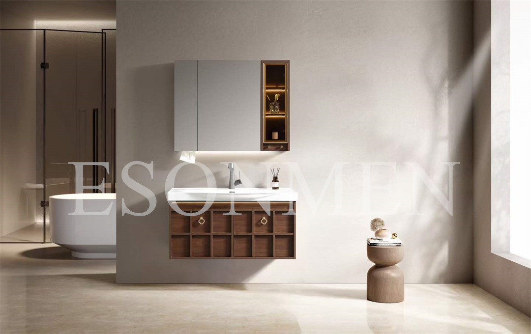 Wholesale Bathroom Vanity Unit with Ceramic Sinks and Mirror Cabinet