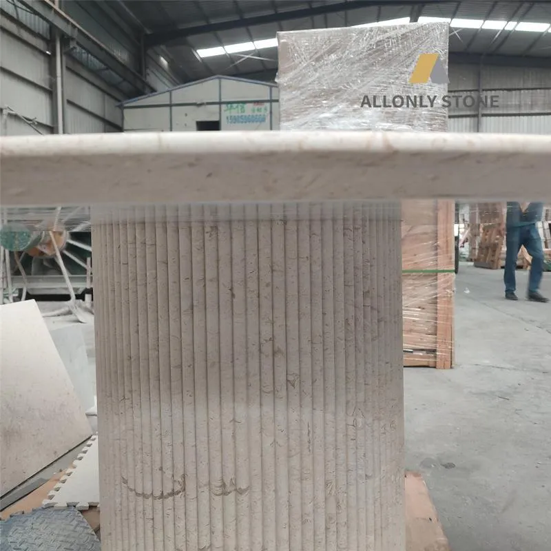 طاولة طعام من الحجر الجيري مع رخام القمر التركي للداخل والخارج
