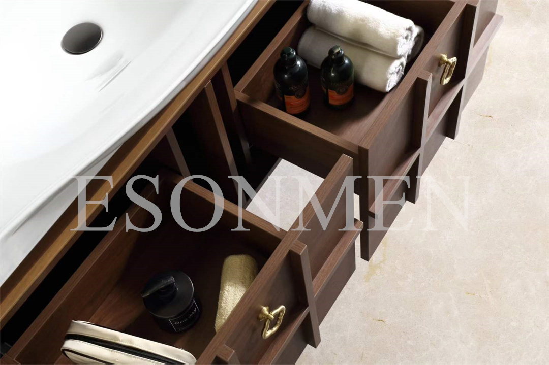 Wholesale Bathroom Vanity Unit with Ceramic Sinks and Mirror Cabinet