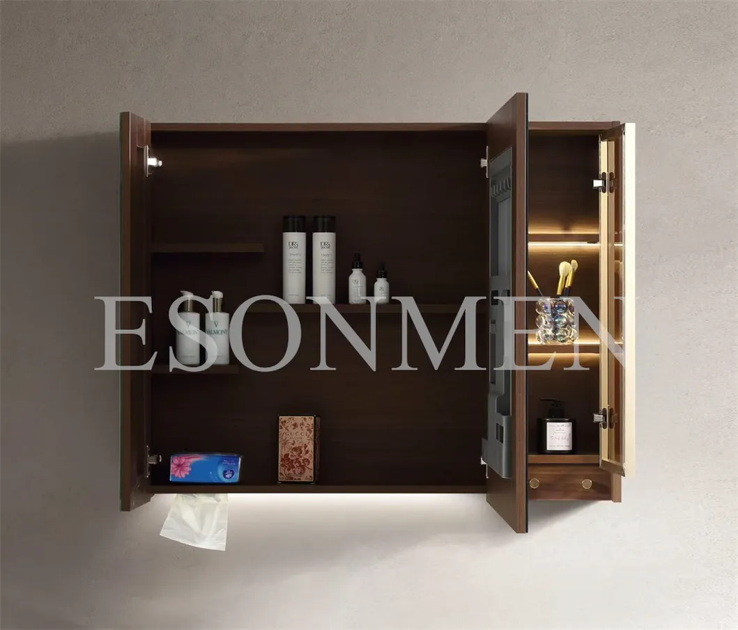 Wholesale Bathroom Vanity Unit with Ceramic Sinks and Mirror Cabinet