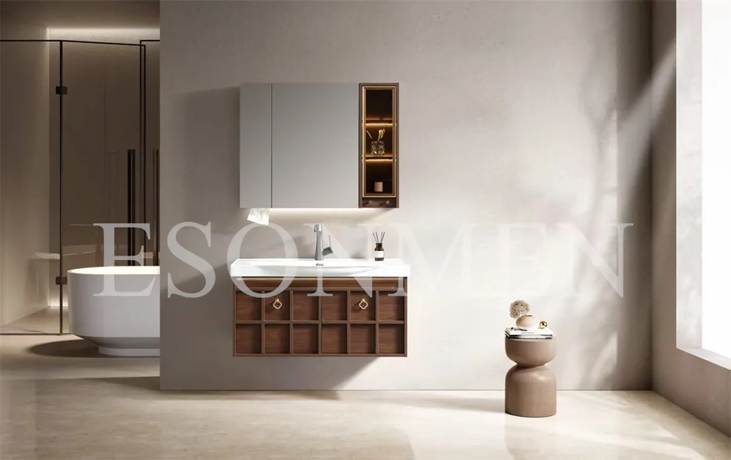 Wholesale Bathroom Vanity Unit with Ceramic Sinks and Mirror Cabinet