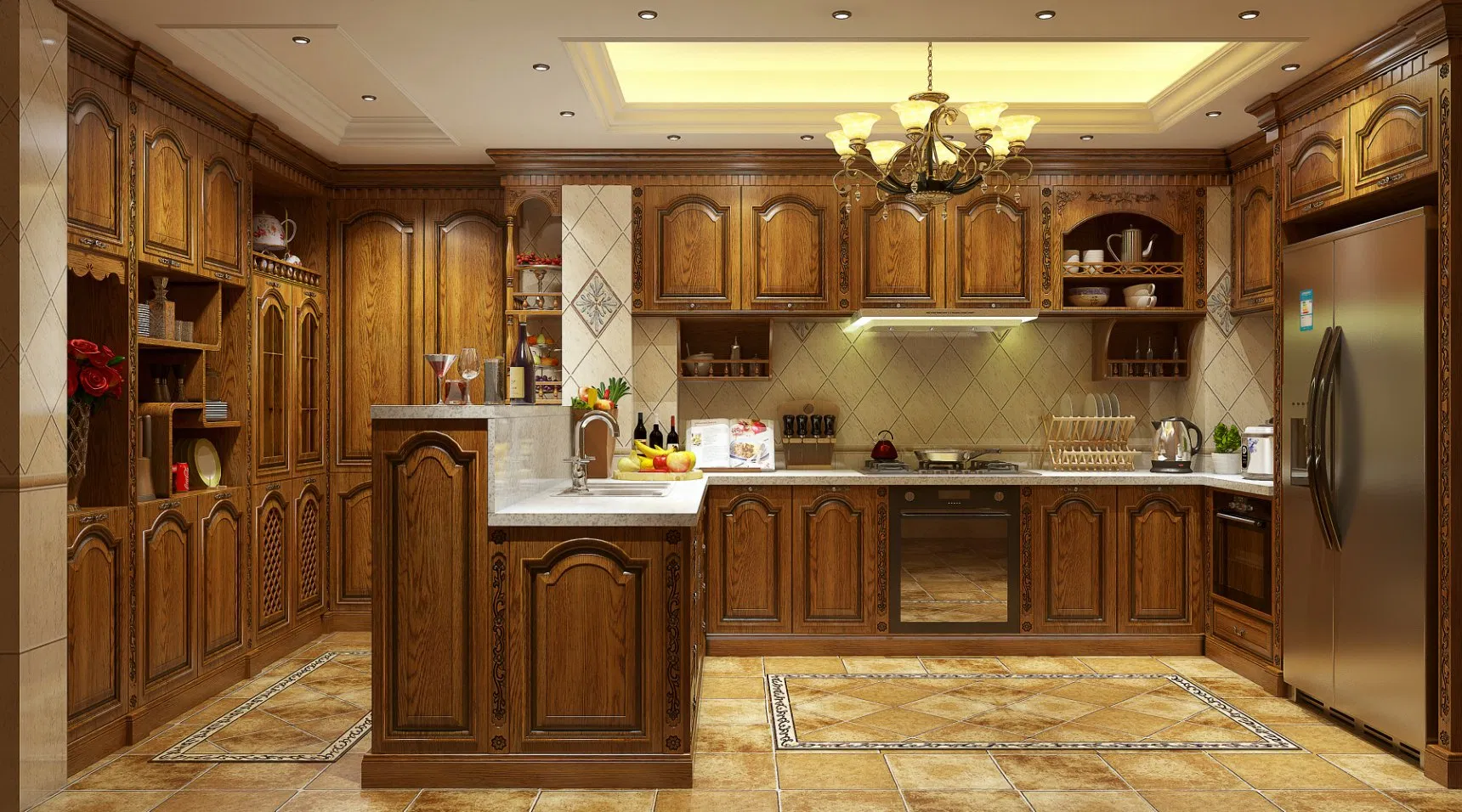 تصميم حديث مخصص لخزائن المطبخ وفق المعايير الأمريكية، أثاث منزلي بالجملة، خزائن مطبخ حديثة مخصصة