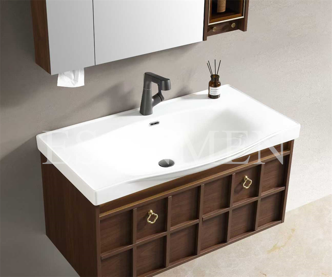 Wholesale Bathroom Vanity Unit with Ceramic Sinks and Mirror Cabinet