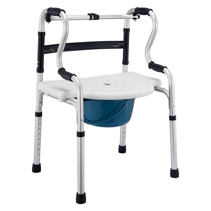 Dl-7012 Lightweight Aluminum Walking Frame Folding Bedside Portable Commode Toilet Chair for Disabled Adults Pregnant