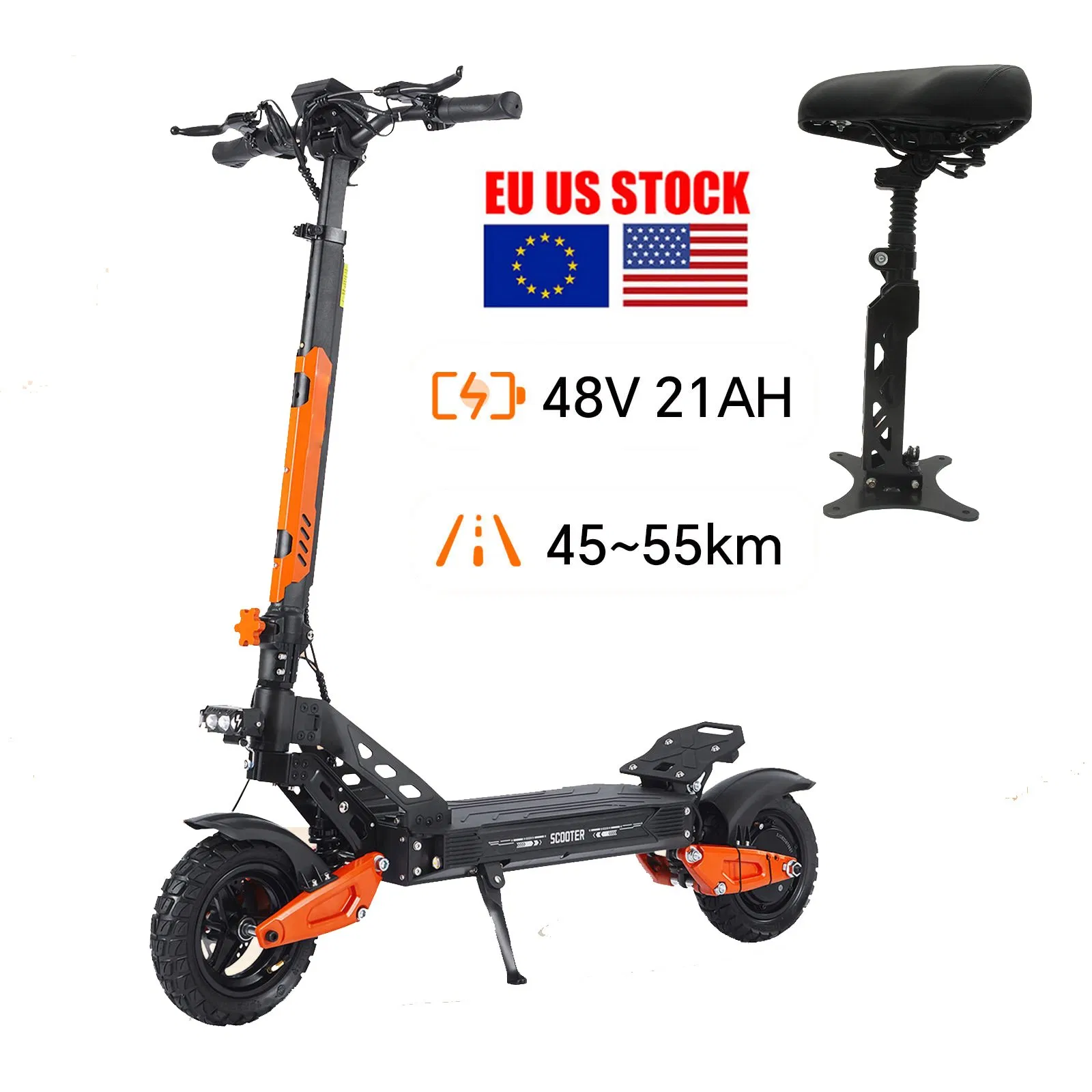 EU UK USA Popular 2 Wheel Folded Electric Scooter 48V21ah 1200W Motor 10" off Road Ebike Scooter Cheap Foldable Mobility Scooter Price Escooter for Adults