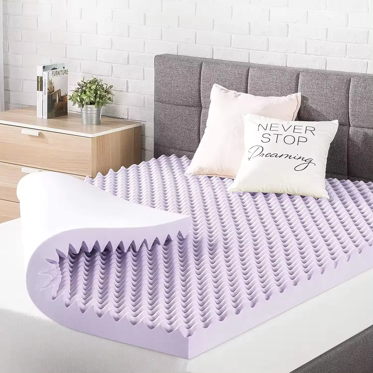Egg Crate Mattress Topper, Ventilated, Convoluted Foam for Pressure Sores and Pain Relief Support and Recovery, Twin (74" X 38"
