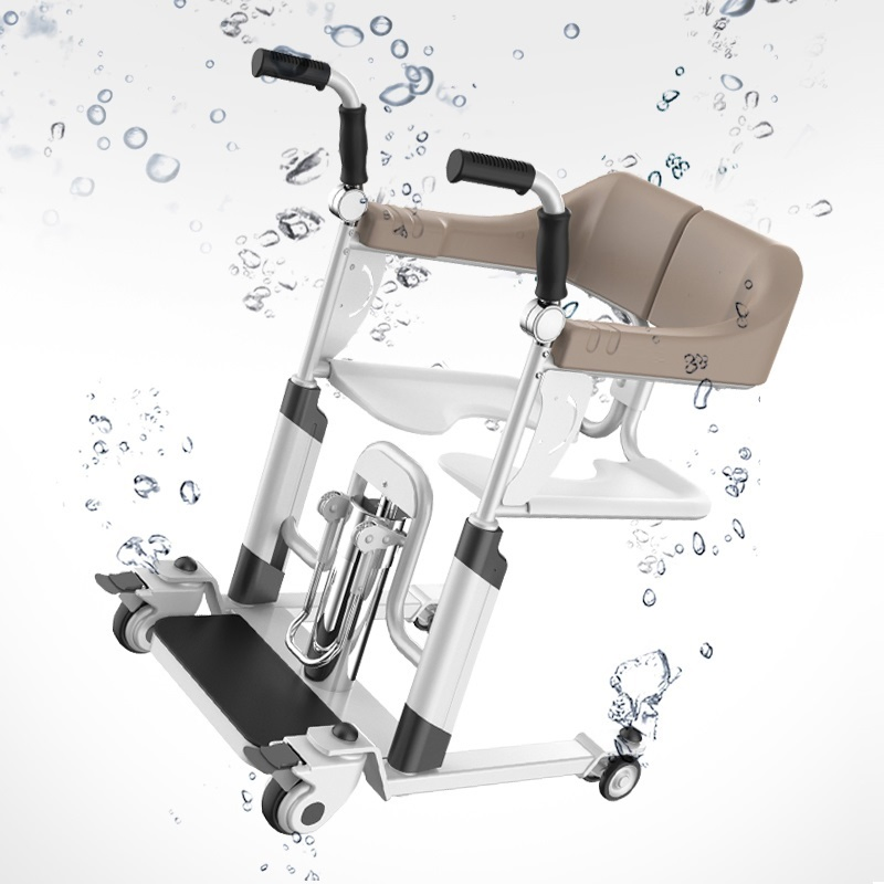 Ksm-208 Hydraulic Lift Chair Hospital Portable Manual Patient Toilet Transfer Commode Lifting Chair