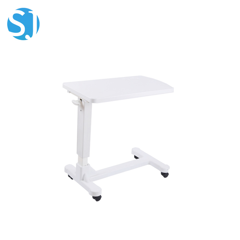 Hospital Movable Adjustable Overbed Table Patient Bedside Dining Table Medical Bed Table with Wheels