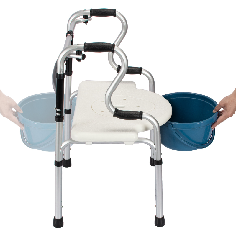 Dl-7012 Lightweight Aluminum Walking Frame Folding Bedside Portable Commode Toilet Chair for Disabled Adults Pregnant