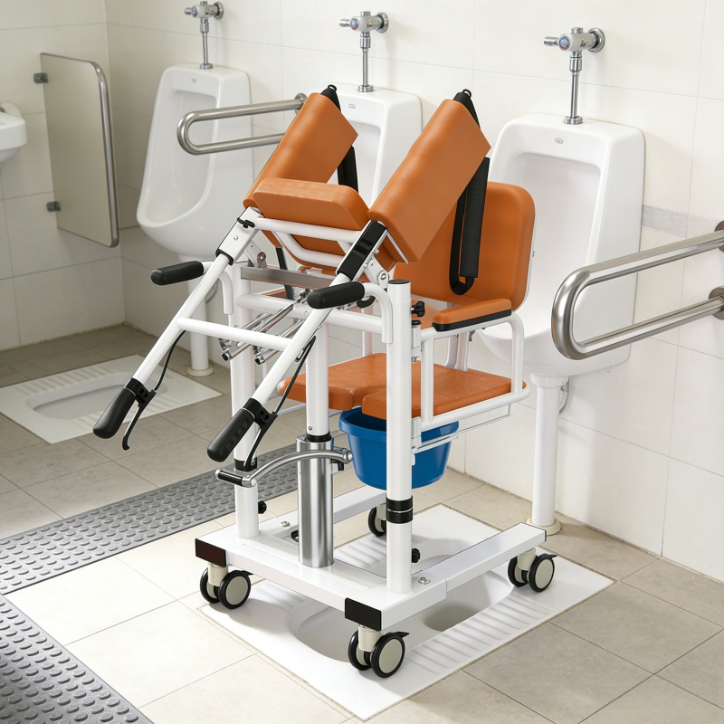 Transfer Lift Commode Combo with Stand-up Aid, TPR Grip, Suitable for Disabled Elderly Home Hospital