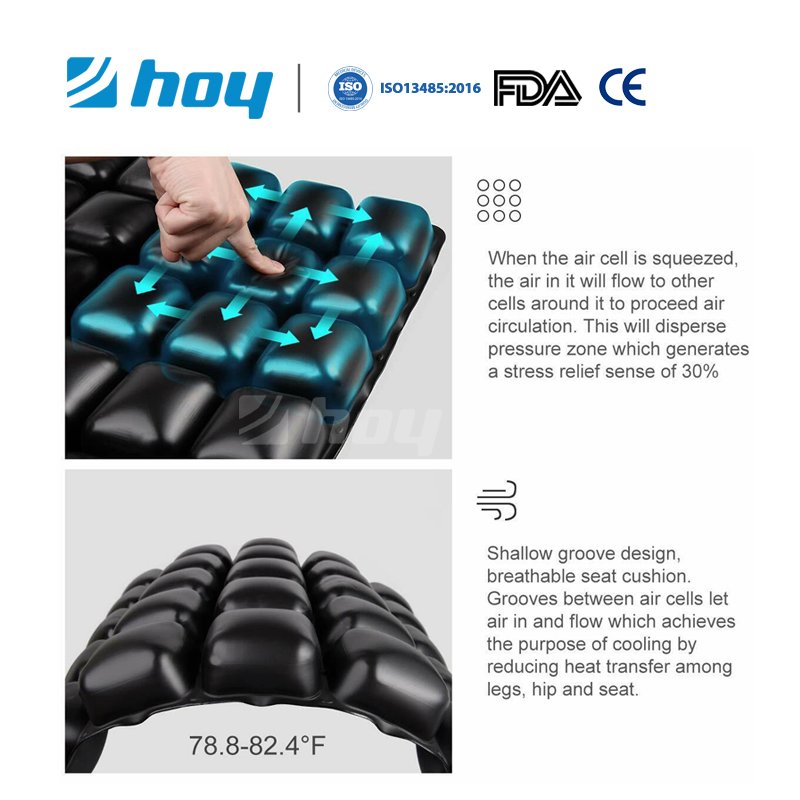 Anti Bedsore Decubitus Prevention Inflatable Roho Type Air Cushion for Electric Wheelchair Pressure Adjustable