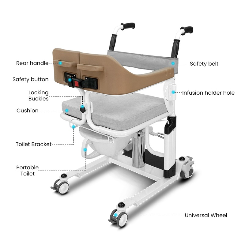 Ksm-208 Medical Portable Hydraulic Toilet Wheelchair Patient Lift Devices Move Elderly Patient Hoist Lift Commode Chair