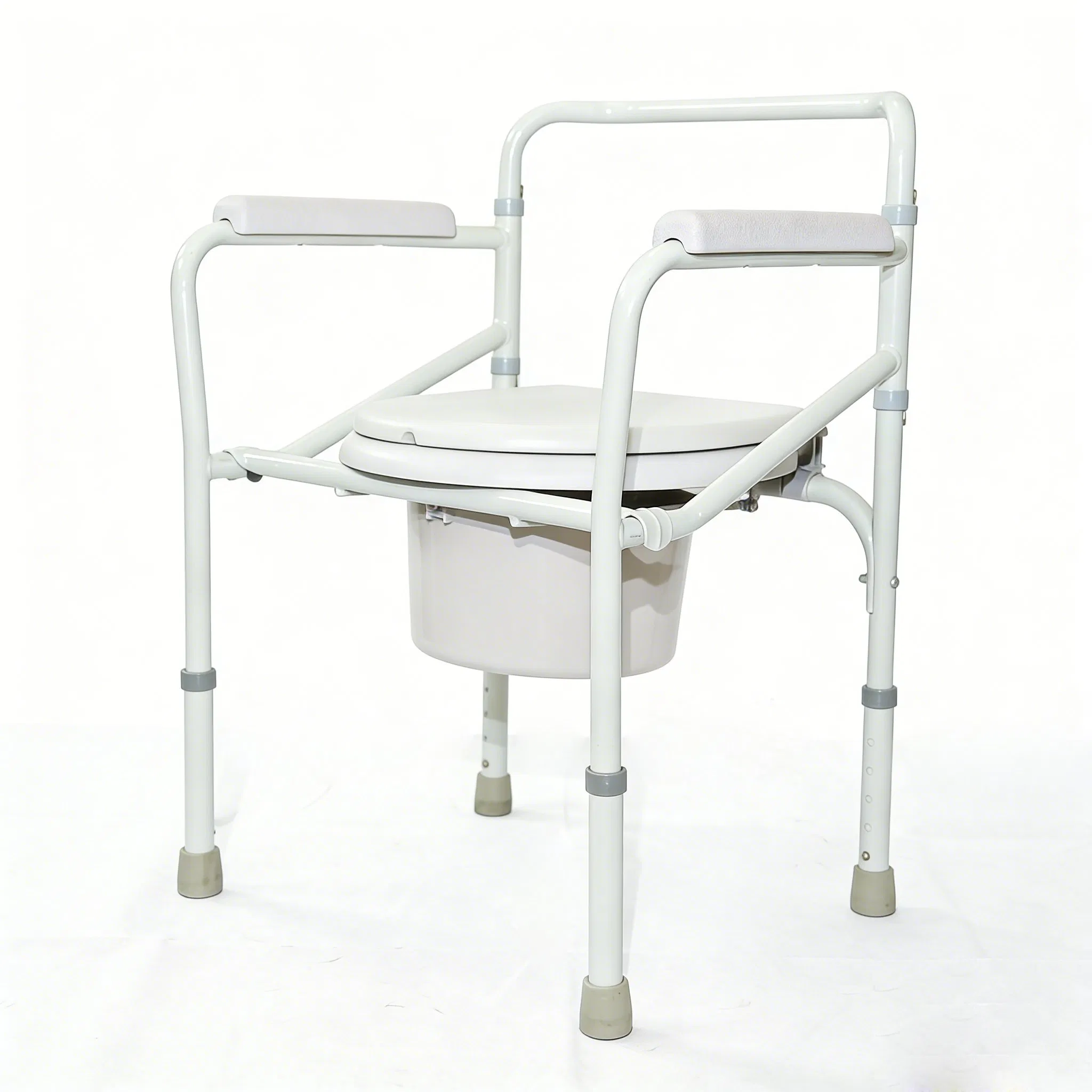 Aluminum Toilet Bedside Commode for Disabled with Detachable Bucket