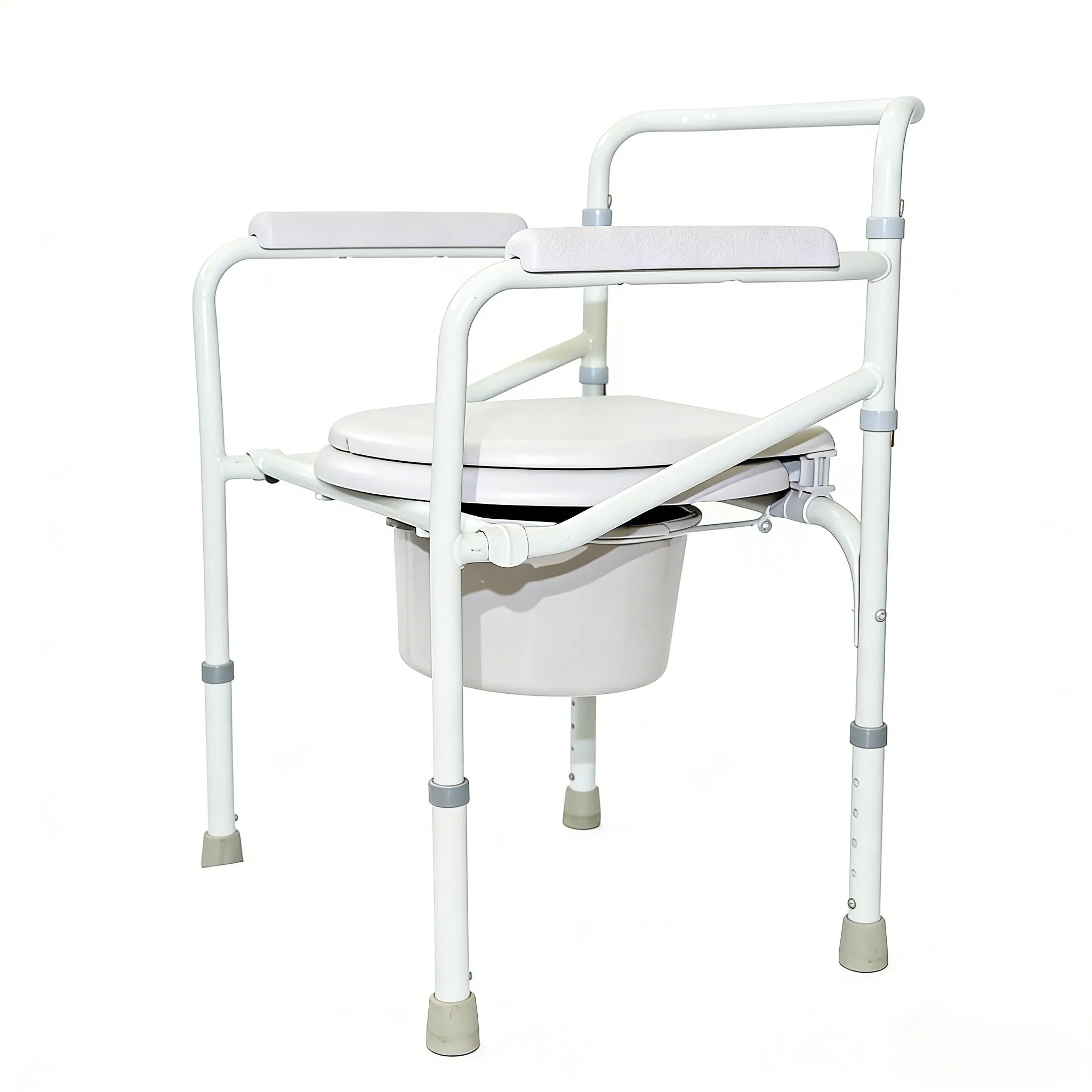 Aluminum Toilet Bedside Commode for Disabled with Detachable Bucket