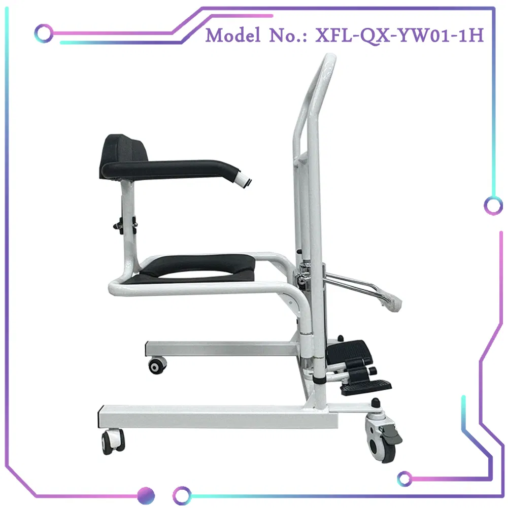 Electric Wheelchair Commode with Hydraulic Lift for Patient Care
