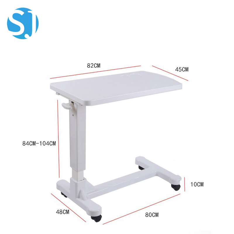 Hospital Movable Adjustable Overbed Table Patient Bedside Dining Table Medical Bed Table with Wheels