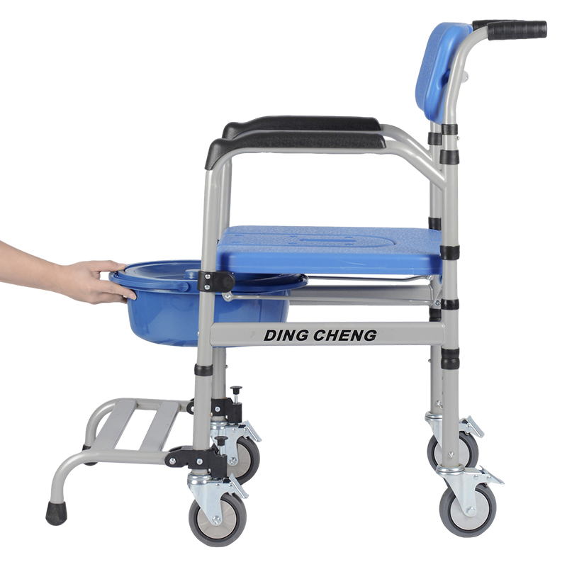 Dl-6022t Original Wheelchair Bed Side Patient-Transfer-Chair Portable Commode Wheel Manual Walker Rollator Toilet Chair for Elderly