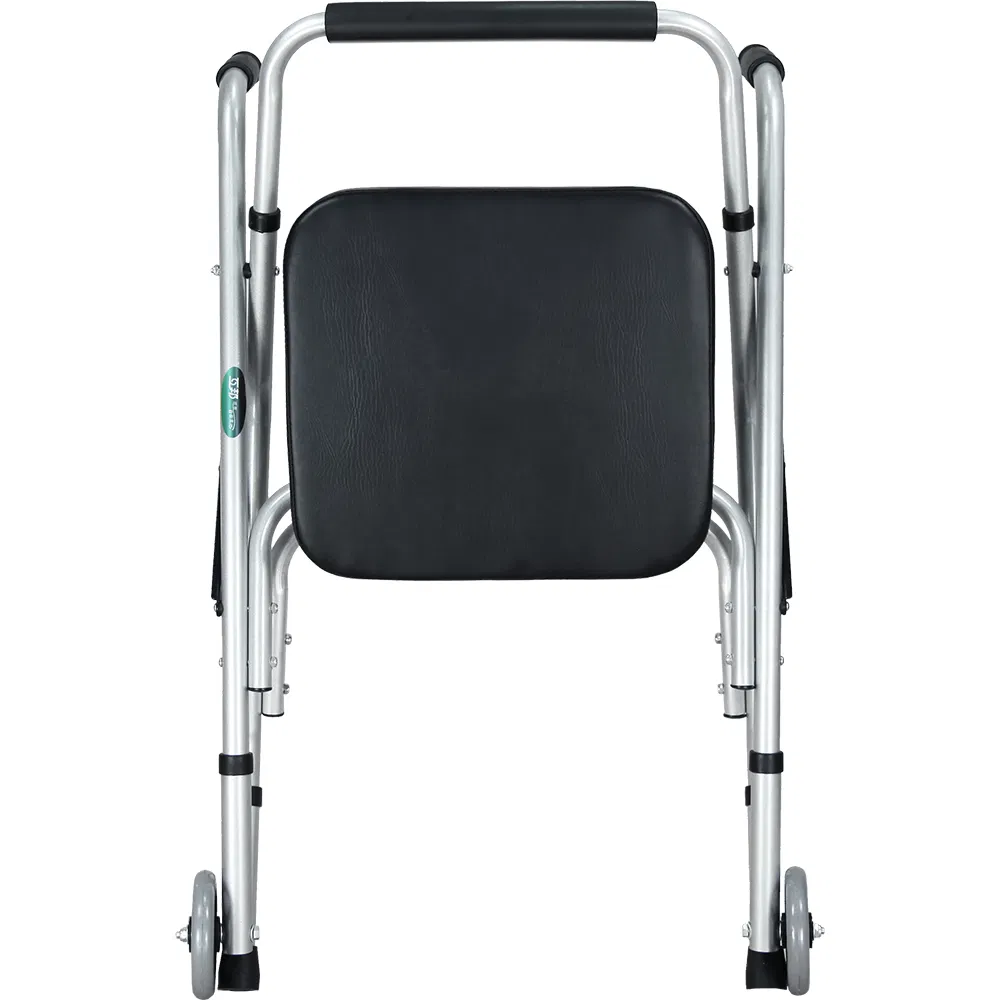 Adjustable Height Aluminum Walker Rollator Folding Walker Adult Light Weight Walking Aid with Wheels