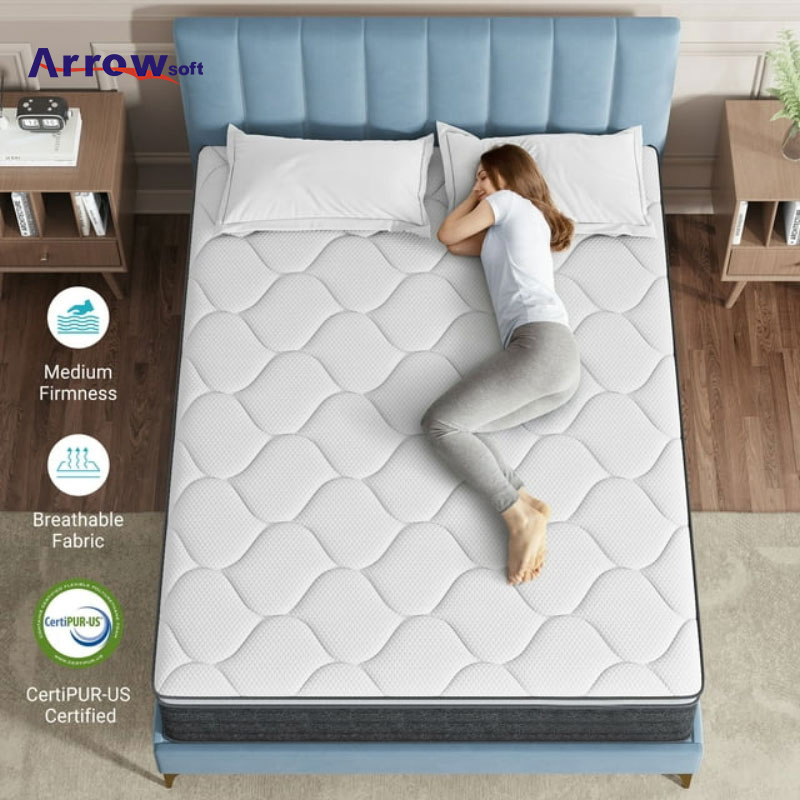 Full Mattress 10 Inch Individually Wrapped Innerspring Mattress, Pocket Spring Sleep Supportive &amp; Pressure Relief Mattresses